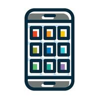 mobile app vecteur épais ligne rempli foncé couleurs