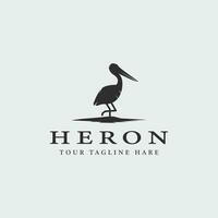 héron oiseau logo ancien vecteur illustration modèle icône graphique conception