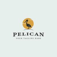 pélican oiseau logo ancien vecteur illustration modèle icône graphique conception