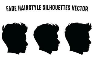 s'estomper la Coupe de cheveux silhouette clipart empaqueter, Hommes cheveux Couper vecteur ensemble, branché élégant Masculin coiffure silhouettes