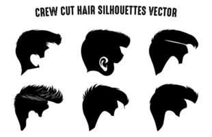 équipage la Coupe de cheveux silhouette clipart empaqueter, Hommes cheveux Couper vecteur ensemble, branché élégant Masculin coiffure silhouettes