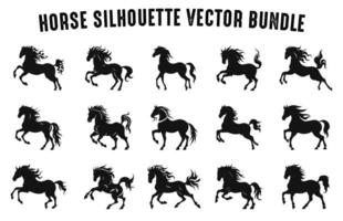 en mouvement les chevaux silhouettes vecteur collection, ensemble de cheval noir silhouettes clipart, étalon cheval vecteur silhouettes paquet