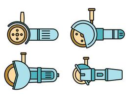 électrique angle broyeur icône ensemble vecteur Couleur