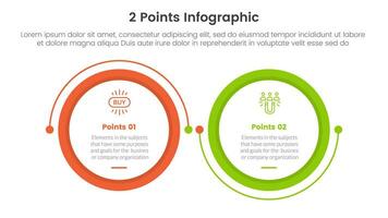 contre ou comparer et Comparaison concept pour infographie modèle bannière avec gros cercle lié lien circulaire avec deux point liste information vecteur