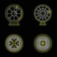 roulette roue fortune Icônes ensemble vecteur néon