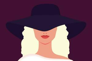 portrait de une blond femme dans une chapeau. abstrait élégant femme. vecteur illustration