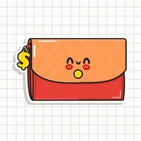 mignonne marrant portefeuille pour femmes autocollant. vecteur main tiré dessin animé kawaii personnage illustration icône. isolé sur Contexte. portefeuille pour femmes carte personnage concept