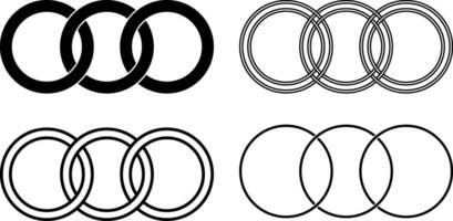 Trois anneaux emboîtement icône ensemble vecteur