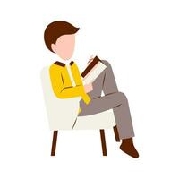 illustration de homme en train de lire livre vecteur