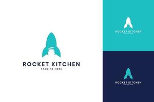 création de logo espace négatif cuisine fusée vecteur