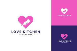 conception de logo d'espace négatif de cuisine d'amour vecteur