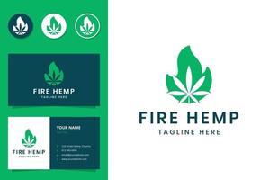 création de logo d'espace négatif de cannabis de feu vecteur