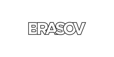Brasov dans le Roumanie emblème. le conception Caractéristiques une géométrique style, vecteur illustration avec audacieux typographie dans une moderne Police de caractère. le graphique slogan caractères.