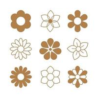 dessin au trait simple de la collection d'icônes de fleurs vecteur