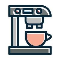café fabricant vecteur épais ligne rempli foncé couleurs