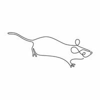minimalisme continu de souris de rat de dessin d'une ligne. vecteur