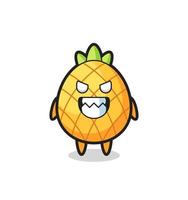 expression maléfique du personnage mascotte mignon d'ananas vecteur
