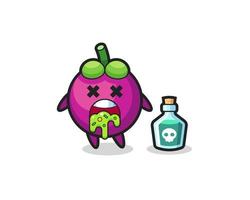 illustration d'un personnage de mangoustan vomissant à cause d'un empoisonnement