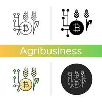 technologie blockchain dans l'icône de l'agriculture vecteur