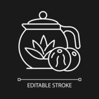 icône linéaire blanche de thé en fleurs pour le thème sombre vecteur