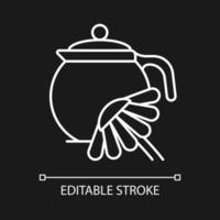 icône linéaire blanche de thé à la camomille pour le thème sombre vecteur