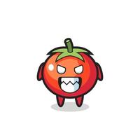 expression maléfique d'un personnage mascotte mignon de tomate vecteur