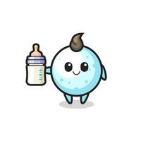 personnage de dessin animé boule de neige bébé avec bouteille de lait vecteur