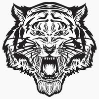 illustration vectorielle de tête de tigre noir et blanc vecteur