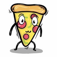 illustration vectorielle de pizza tranche mascotte dessinés à la main vecteur