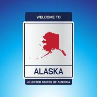 le signe états-unis d'amérique avec message, alaska et carte vecteur