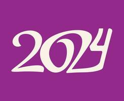 2024 content Nouveau année vacances conception blanc abstrait vecteur logo symbole illustration avec violet Contexte