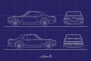 dessin contour AVC japon voiture de sport vecteur