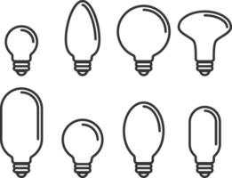 vecteur d'icône d'ampoule. concept de logo d'idée d'ampoule. définir l'élément de conception web icônes électricité lampes. lumières led silhouette isolée.