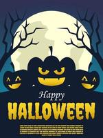 conception de modèle d'affiche d'halloween avec fantôme de citrouille. vecteur