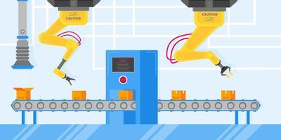 conception de style plat de l'industrie intelligente 4.0 et de la chaîne de montage technologique vecteur