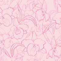 Seamless pattern rétro avec orchidée vecteur