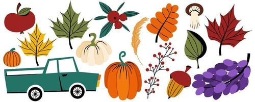 vacances d'action de grâces d'automne, clipart vectoriel dans un style plat.