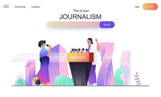 concept web de journalisme pour la page de destination vecteur