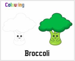 brocoli à colorier pour que les enfants apprennent vecteur