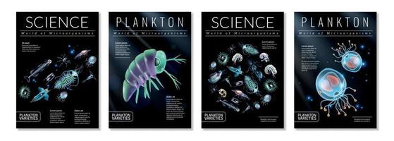 ensemble d'affiches de plancton vecteur