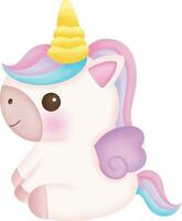 illustration de une mignonne Licorne. kawaii Licorne personnage collection. vecteur