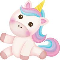 illustration de une mignonne Licorne. kawaii Licorne personnage vecteur