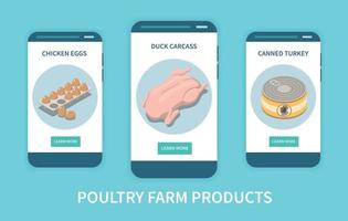 concept d'application mobile de produits de ferme avicole vecteur