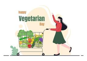 journée mondiale végétarienne et illustration vectorielle de légumes ou de fruits vecteur