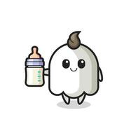 personnage de dessin animé de bébé fantôme avec une bouteille de lait vecteur