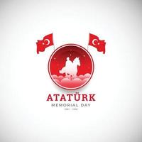 modèle de bannière de jour commémoratif ataturk design plat vecteur