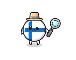 la mascotte de l'insigne mignon du drapeau finlandais en tant que détective vecteur