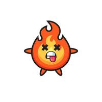 personnage du feu mignon avec pose morte vecteur