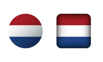 plat carré et cercle Pays-Bas nationale drapeau Icônes vecteur