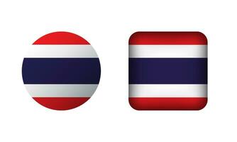 plat carré et cercle Thaïlande nationale drapeau Icônes vecteur